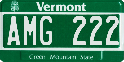 VT license plate AMG222