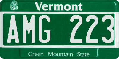 VT license plate AMG223