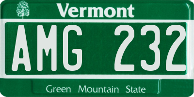 VT license plate AMG232