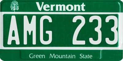 VT license plate AMG233