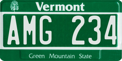 VT license plate AMG234