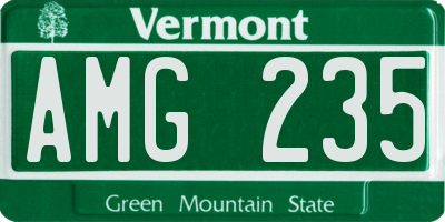 VT license plate AMG235