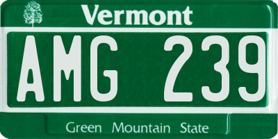 VT license plate AMG239