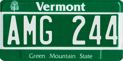 VT license plate AMG244