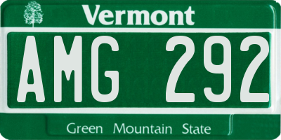 VT license plate AMG292
