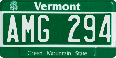 VT license plate AMG294