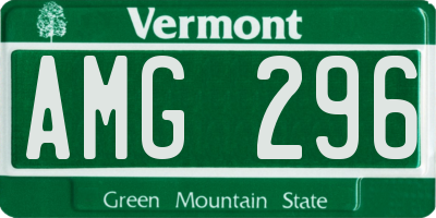VT license plate AMG296