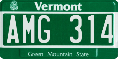 VT license plate AMG314
