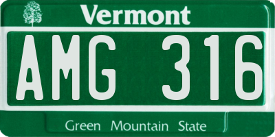 VT license plate AMG316