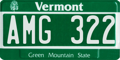 VT license plate AMG322