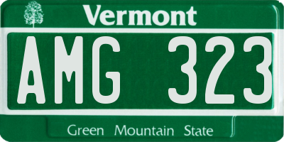 VT license plate AMG323