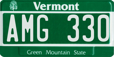 VT license plate AMG330