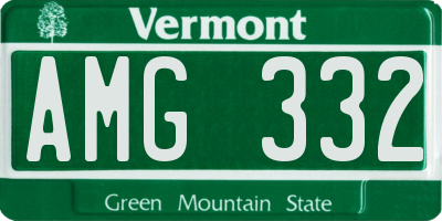 VT license plate AMG332