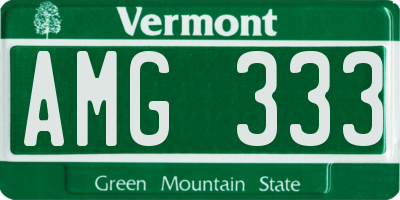 VT license plate AMG333