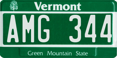 VT license plate AMG344