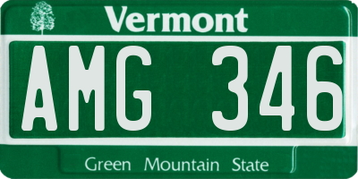 VT license plate AMG346