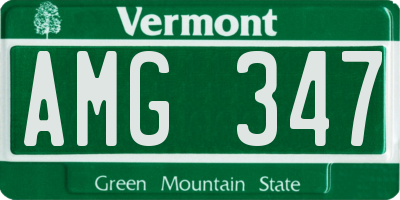 VT license plate AMG347