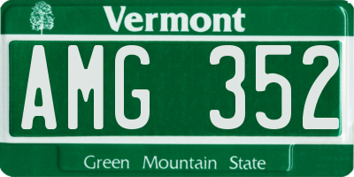 VT license plate AMG352