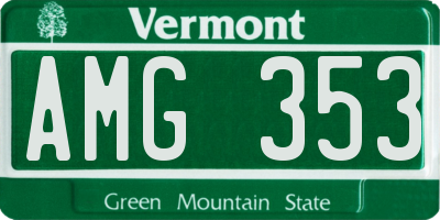 VT license plate AMG353