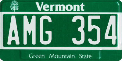 VT license plate AMG354