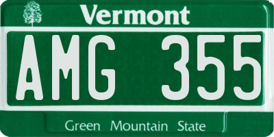 VT license plate AMG355