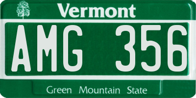 VT license plate AMG356