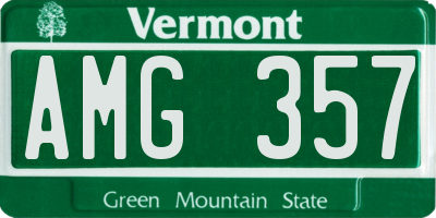 VT license plate AMG357