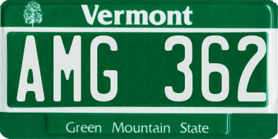 VT license plate AMG362