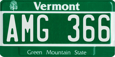 VT license plate AMG366