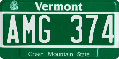 VT license plate AMG374