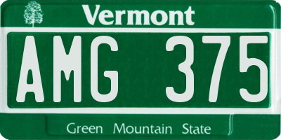 VT license plate AMG375
