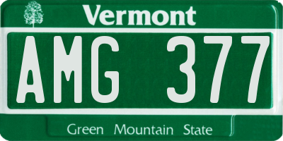 VT license plate AMG377