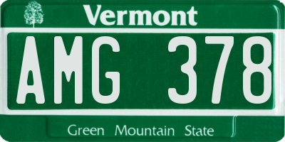 VT license plate AMG378