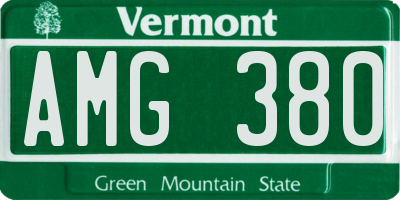 VT license plate AMG380
