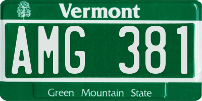 VT license plate AMG381
