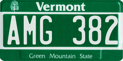 VT license plate AMG382