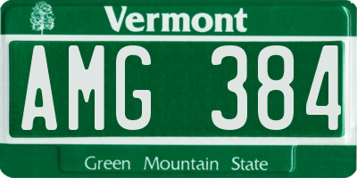 VT license plate AMG384