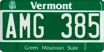 VT license plate AMG385