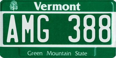 VT license plate AMG388