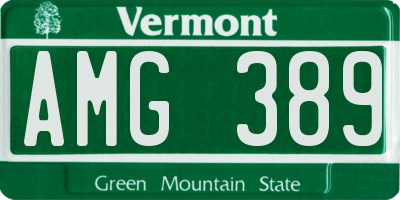 VT license plate AMG389
