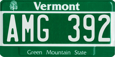 VT license plate AMG392