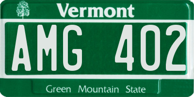 VT license plate AMG402