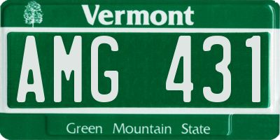 VT license plate AMG431
