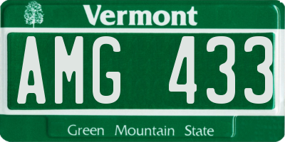 VT license plate AMG433