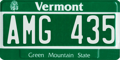 VT license plate AMG435