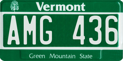 VT license plate AMG436