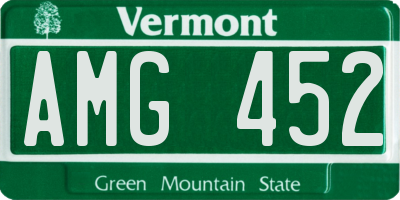 VT license plate AMG452