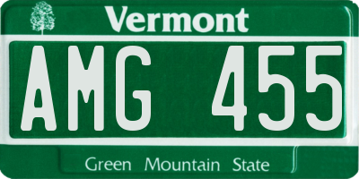 VT license plate AMG455