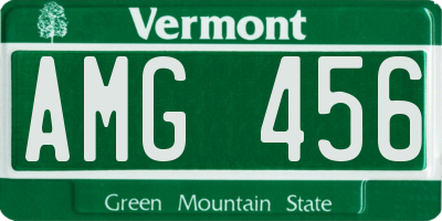 VT license plate AMG456