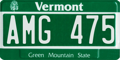 VT license plate AMG475